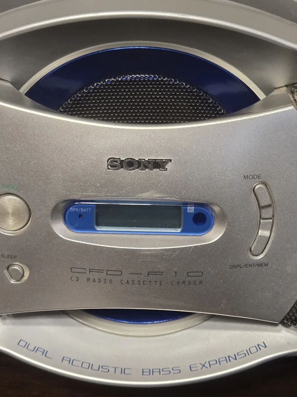 Sony Silver and Blue Portable Boombox CD Player Cassett AM/FM Radio
